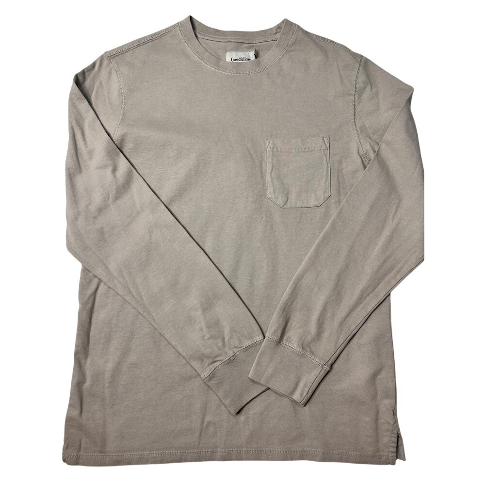 Goodfellow Long Sleeve Casual T-shirt‎ Chest Pocket Taupe Cotton Mens Medium NWT